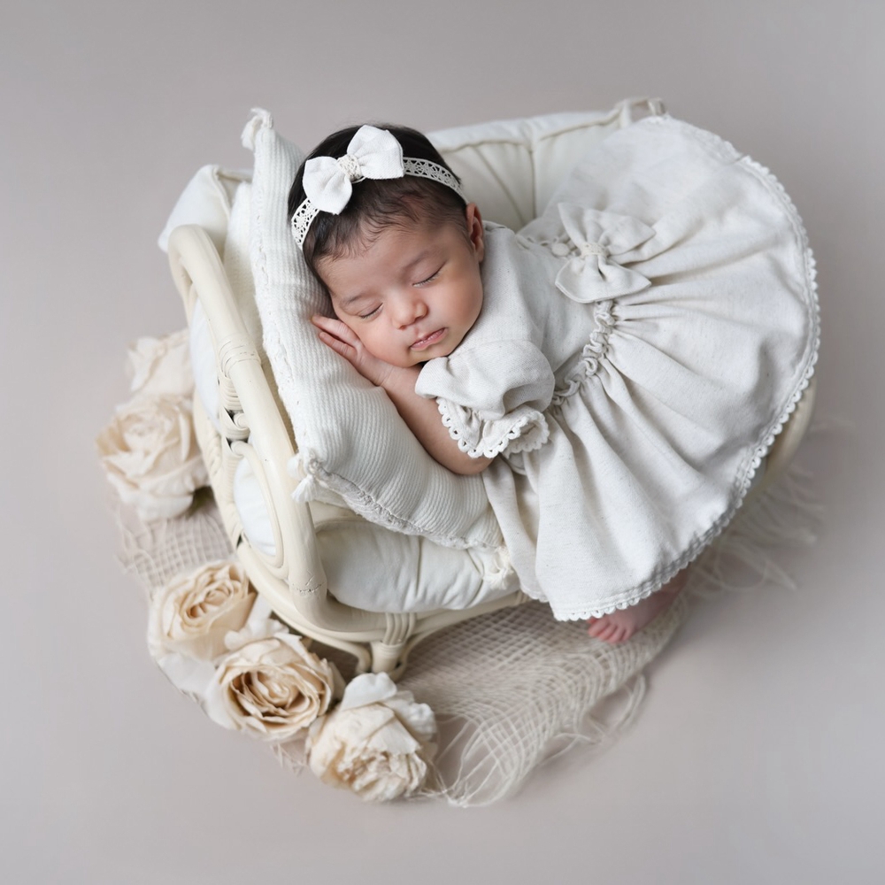 Baby Clothing Deals - อุปกรณ์ประกอบฉากถ่ายภาพทารกแรกเกิด เสื้อผ้าเด็กผู้หญิง ชุดรอมเปอร์ผูกโบว์ด้านหลัง ชุดแฟนซีเด็กทารก ชุดถ่ายภาพเด็กแรกเกิด