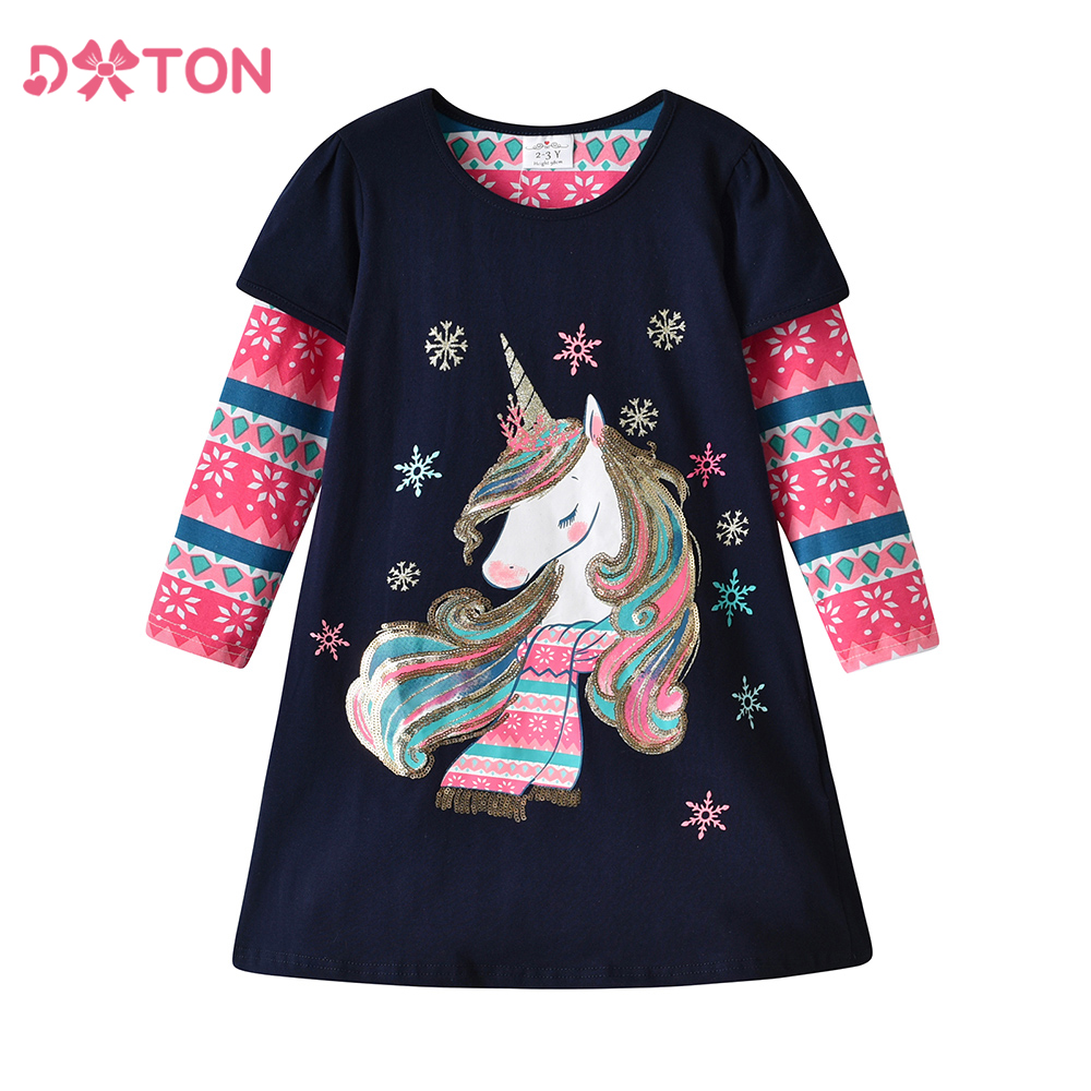 Baby Xmas Clothing - DXTON ชุดเดรสคริสต์มาสสำหรับเด็กทารก ลายเกล็ดหิมะ แขนยาว ชุดเดรสคริสต์มาสสำหรับเด็กผู้หญิง คอกลม