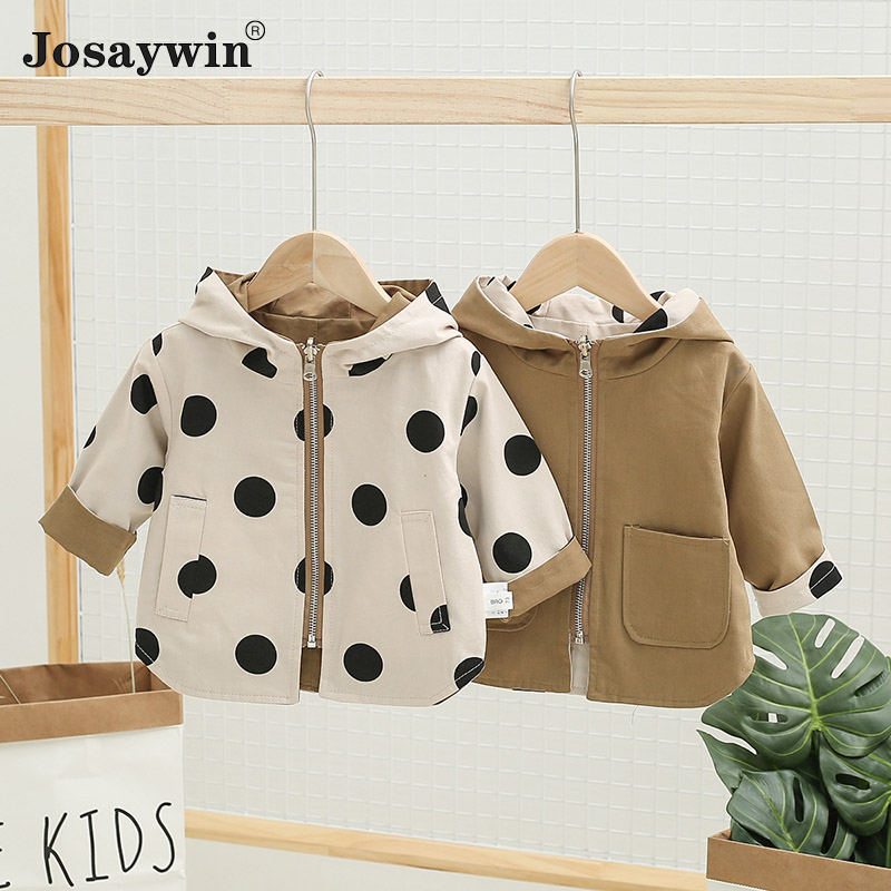 Baby Clothing Zip - Reversible เสื้อแจ็คเก็ตเด็กผู้หญิง Polka Dot ฤดูใบไม้ผลิฤดูใบไม้ร่วง Parkas